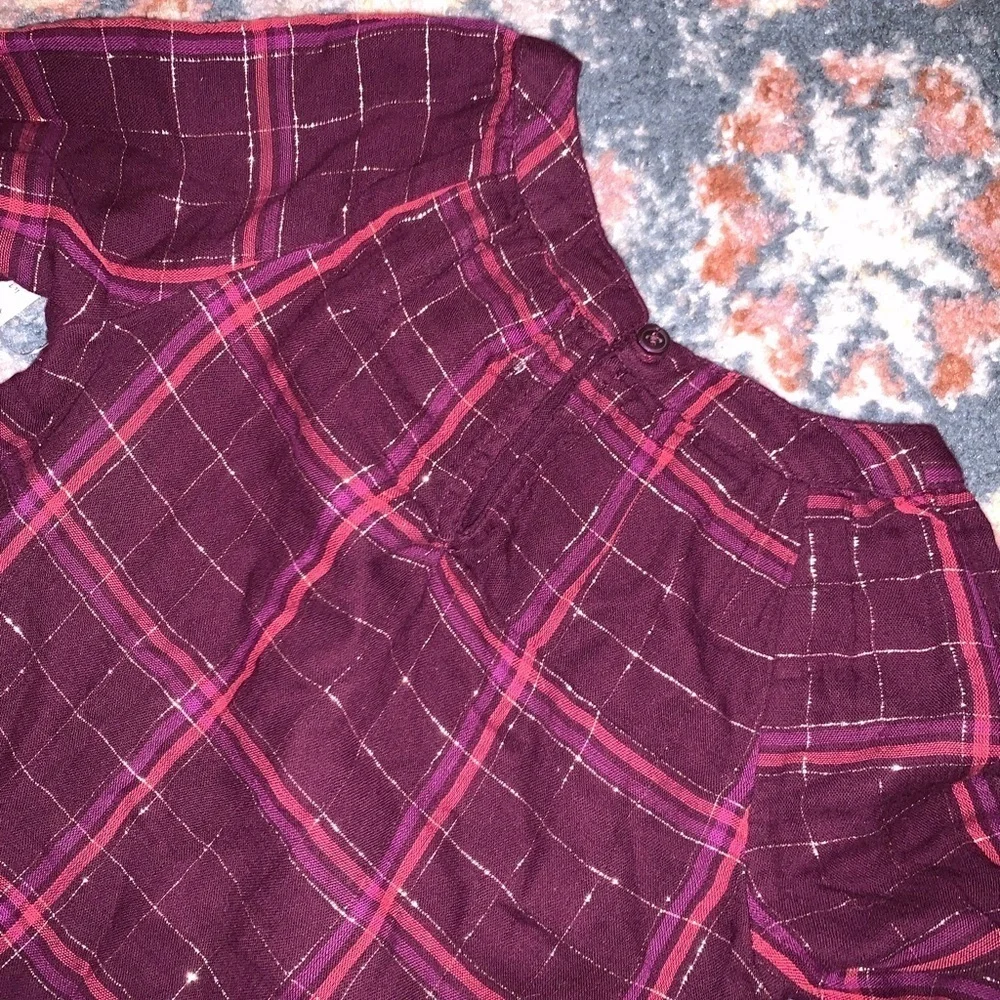 Old Navy NEW Plum Plaid Girls Long Sleeve Festive Dress with Keyhole Back 3T